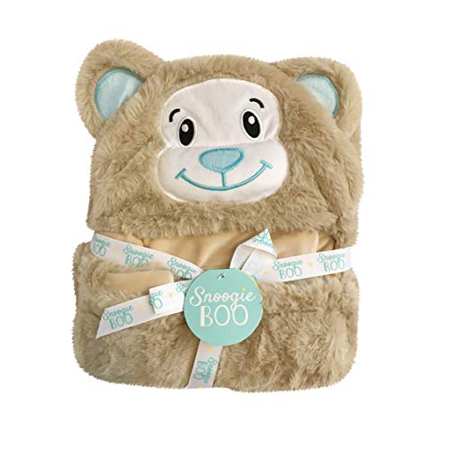 Image of HappyCare Tex SNOOGIE Boo Ultra-Soft Baby Faux Fur Hooded Towel, Khaki