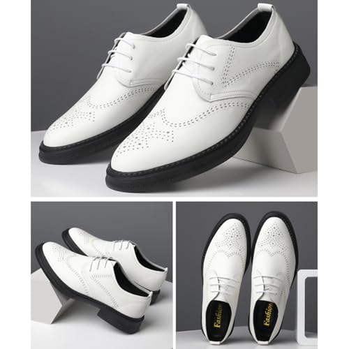 Men's Genuine Leather Wingtip Brogue Oxfords Shoes Fashion Classic Round-Toe Lace Up Low Top Dress Shoes Casual Business Formal Derby Shoes3