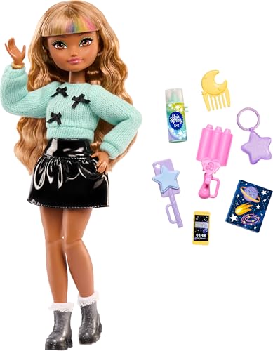 Image of Barbie Dream Besties Zia Doll with Themed Accessories | Brown Haired Fashion Doll with Wavy Hair and Removable Clothes, 7 Hair and Moon Accessories, Ages 3+, JGG36