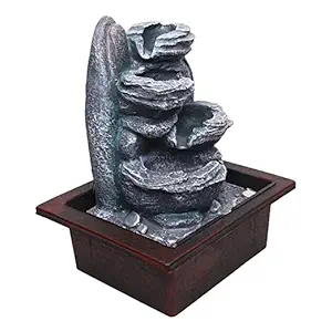 RIDGEWOOD-RW Tabletop Water Fountain, Environmental Resin Meditation Fountain, Desktop 4-Tier Fountain, Indoor Waterfall Feature with Light for Home Office Decor Relaxation (Pack of 1) (Waterfall- 2)