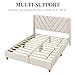 Yaheetech Queen Bed Frame Upholstered Platform Bed with Wing Side/Wooden Slat Support/Tufted Headboard with Wing Side/Mattress Foundation/No Box Spring Needed,Beige Queen Bed