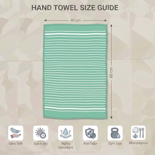 Image of Athom Living Premium Hand Towels- Cotton, 400 GSM, Ultra Soft, Quick Dry, Highly Absorbent | for Hand, Kitchen and Gym | 60 * 40 cm, Pack of 4 (Sea Green)