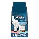 GOURMET Perle Duetti Cibo Umido per Gatti Adulti Filetti con Salmone e Merluzzo 26 Buste da 85g