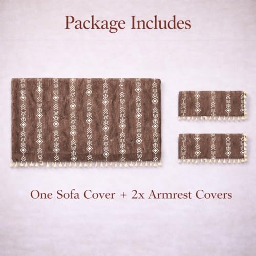 Image of STITCHNEST 'Artisoul Series' Sofa Cover 1 Seater with 2 Hand Rest Covers