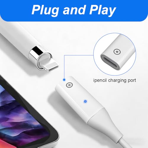 Image of Verilux 3.3 FT /1M C Type Charger Cable for iPad Pencil 1st Gen, Type C Male to Lighting Female for iPad 10 11 (A16), Support Bluetooth Pairing USB C Charger, Plug and Go with Light Indicator