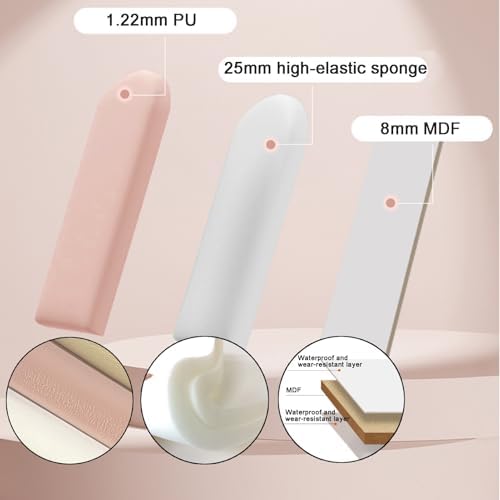 3D Peel and Stick Upholstered Wall Panels, Soundproof Headboard, Removable Anti-Collision Design, Thick 3.5cm, Available in White, Pink, Gray (150x55cm)