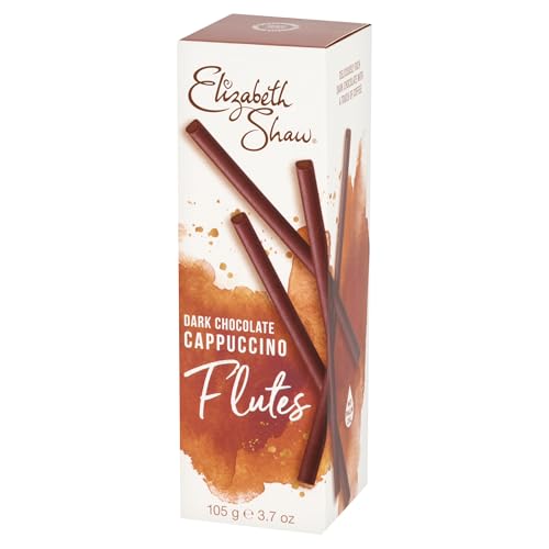 Elizabeth Shaw Dark Chocolate Cappuccino Flutes 105g Rich Dark Chocolate Batons with Milk Chocolate and Coffee Centre Indulgent Treat Ideal for Gifting Sharing or Christmas Celebrations