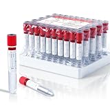 100-Pack 10ml Plain Vacuum Sealed Tube, No Additive, Professional-Grade Vacuum Sealed Specimen Tubes with Red Cap for Laboratory, Pet, Clinical Use, Lab Supplies