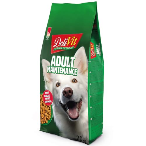 DeliVit Adult Mantenimento - Crocchette per Cani Adulti 20kg – Con Carne, Fibre e Cereali – Made in Italy
