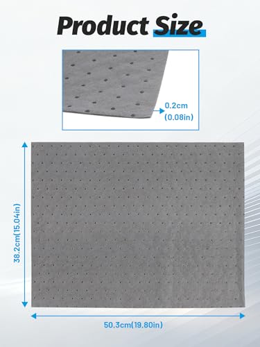 Image of Heavy Duty Oil Absorbent Pads 15 inch x 20 inch 100 Pcs Automotive Absorbent Pads | Absorbs Up to 13 oz per Oil Spill Pads Universal Leak Drip Garage Floor Oil Water Coolant Chemicals Workshop