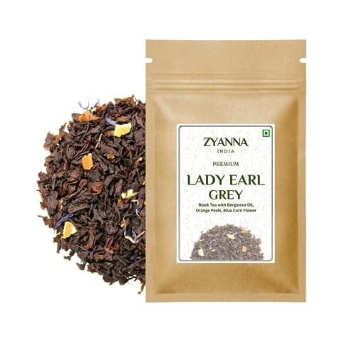Zyanna Lady Earl Grey Tea - Premium Black Tea with Bergamot Oil, Orange Peels(3.53oz-100g-50 Cups) Loose Tea-Eco Friendly Packing-Natural Ingredients-Brew Hot or Iced Tea Cover
