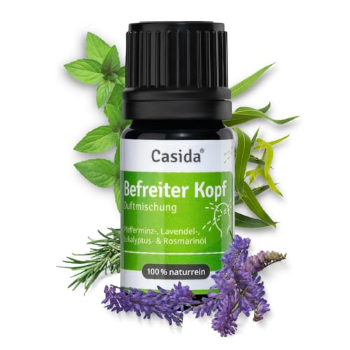 Casida® Befreiter Kopf Duftmischung ätherische Öle mit Pfefferminzöl, Lavendelöl, Eukalyptusöl, Rosmarinöl - kühlend und erfrischend - 5 ml - Aus der Apotheke