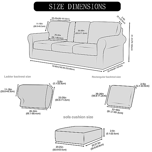 Velvet High Stretch Sofa Covers for 2 Cushion Couch Sofa Slipcovers, Washable Furniture Protector with Drawstring Anti Slip Bottom, Soft and Plush Fabric for Kids and Pet (Dark Blue 7 Pieces) - Image 6