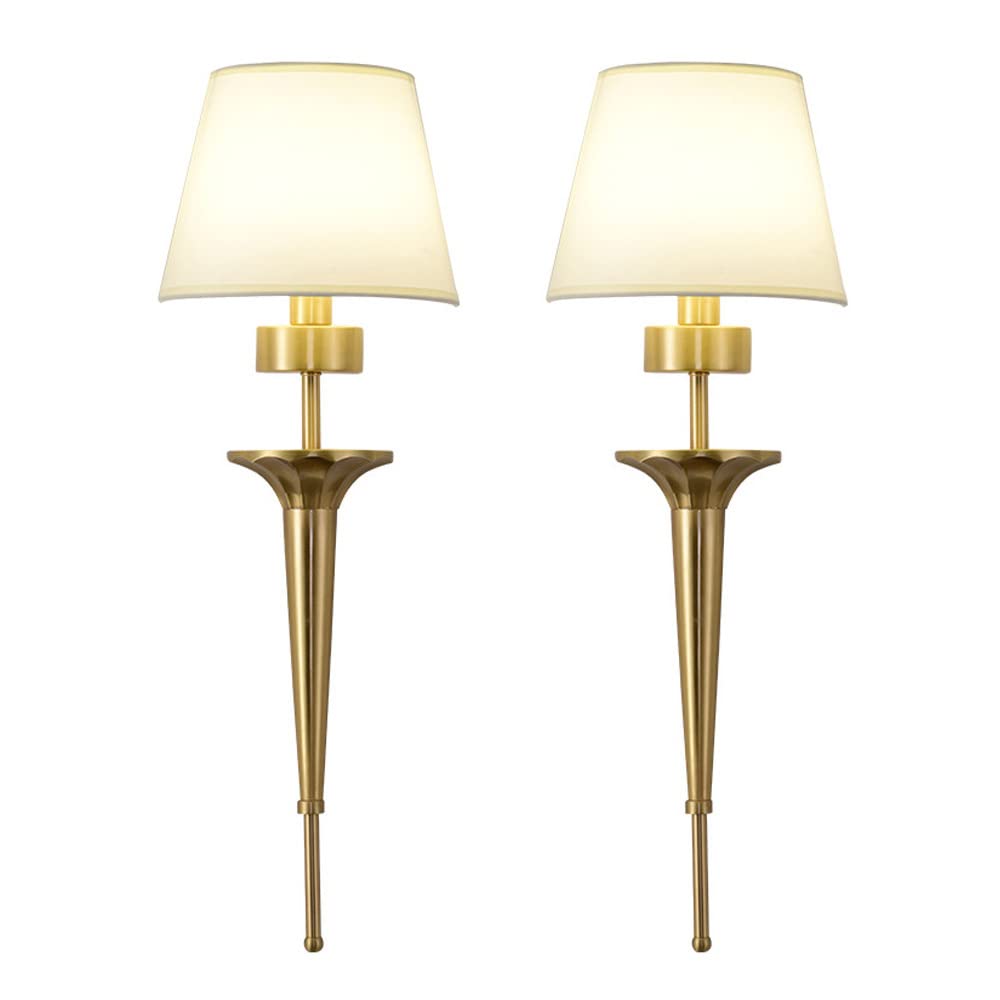 Zestaw 2 klasycznych lamp ściennych z tkaniny miedzianej, dekoracyjne oświetlenie do salonu, sypialni, korytarza, hotelu, gniazda E14
