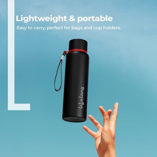 Lifelong Stainless Steel Water Bottle 950 ml | Single Wall, Anti-Bacterial, BPA Free, Odour-Free, Easy to Clean, Corrosion Resistant | Secure Cap for School, Travel, Gym & Work (LLWBT02, Black) - Image 7