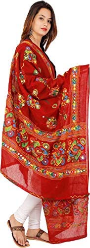 Designer Cotton Heavy Embroidered Paper Mirrorwork Indian Dupatta For Woman Festive Wear Casual Party Occasion Chunni3