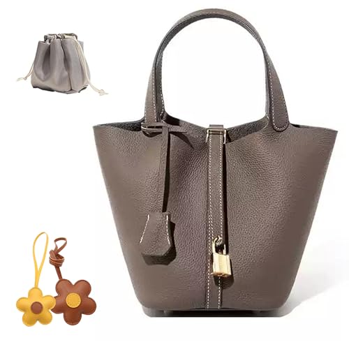 Genuine Leather Bucket Bag，Ruffle Tote...