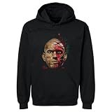 500 LEVEL Alex Pereira UFC Men's Hoodie Sweatshirt - Alex Pereira Face Paint WHT (Black, Large)