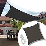 [page_title]-Froadp 5x5m Sonnensegel Quadrat Reißfestigkeit Windschutz Durchlässig Sonnenschutz mit Seil für Camping Terrasse Balkon Garten Outdoor(Anthrazit)