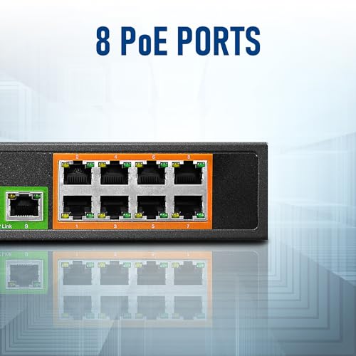 Image of BV-Tech 8 Gigabit PoE+ Ports with 2 Enthernet Uplink, 130W, 802.3af /at POE-SW802G