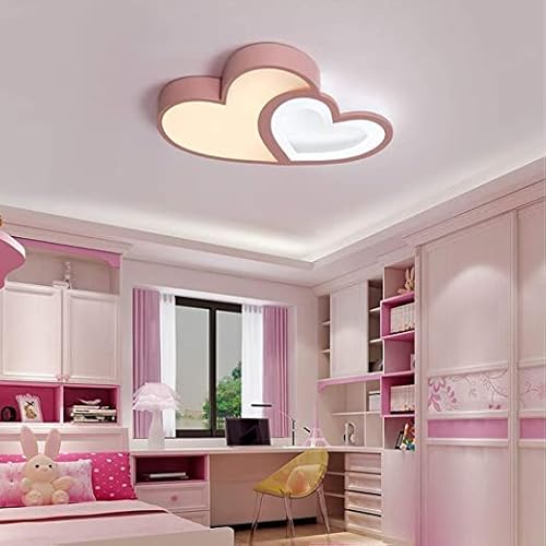 Preisvergleich Produktbild LED Deckenleuchte Kinderzimmerlampe Mädchen Schlafzimmer Dimmbar Deckenlampe Moderne Kinderlampe Mit Fernbedienung Liebe Herz Acryl-Schirm Decke Lampen Für Esszimmer Kindergarten Rosa