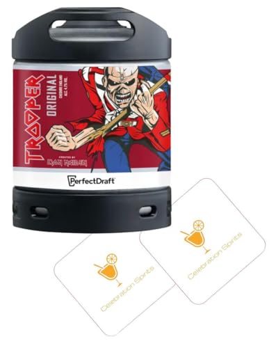 Perfect Draft Trooper Original Beer Keg | 2x Celebration Spirits Beer Mats