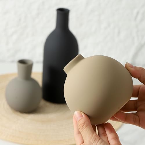 image for ooit Ceramic Vase Set of 3, Flower Decorative Vases Home Decor Boho Ne