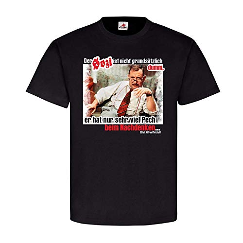 T-shirt Alfred Tetzlaff vêtement noir de taille M graphique imprimé