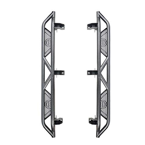 V8 God Jlu Running Board Side Step For Jeep Wrangler Jl Unlimited 2018-2023 4-Door - Textured Black Tubular Rock Rails Nerf Bars W/Since 1941 Logo #TOP6