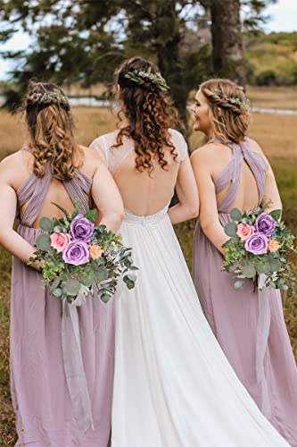 Lvefit Artificial Rose Flower Lilac Rose Flower Silk Flowers 12 Pcs With Long Stem Silk Roses Bouquet For Wedding Bridal Shower Party Home Decoration #TOP7