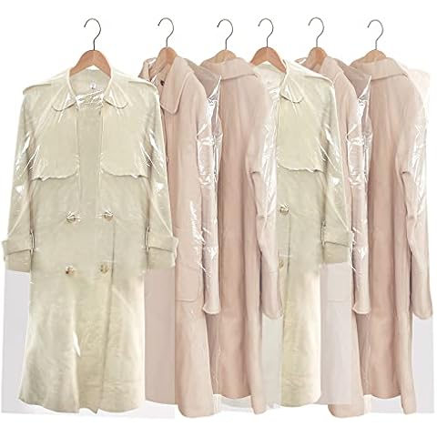 BEISHIDA Plastic Garment Bags 60 Inch Clear Plastic Garment Bags Dry Cleaning Bags Dry Cleaner Bags Plastic Clear Garment Bags for Hanging Clothes (24x60 Inch, 20Pcs) Cover