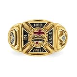 Yafeeso 10K 14K 18K Gold Knights Templar Masonic Rings for Men, 925 Sterling Silver Freemason Master Ring, Crusader Biker Ring Christmas Jewelry Gifts for Dad Grandpa Husband