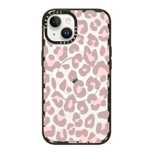 CASETiFY CpNg iPhone 14 P[X [MILKi (4x MIL-STD-810G)/2.5m̗NA/MagSafe ɑΉ] - Dusty Pink Leopard Phone Case - ubN