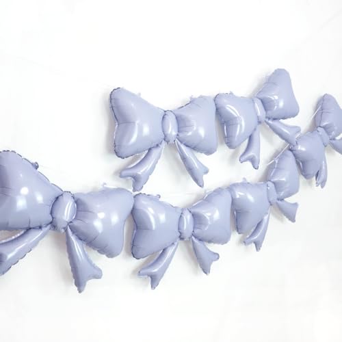 Image of 6 Pieces Bow Balloons, Light Purple Metallic Foil Bow Balloon, Big Pastel Purple Balloons for Bow Theme Happy Birthday Party, Wedding Bridal Baby Shower, Balloon Garland Accessories