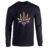 Pop Threads Weed Mirage Marijuana Pot 420 Long Sleeve T-Shirt for Smokers Black M