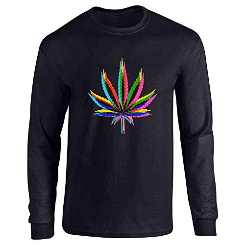 Pop Threads Weed Mirage Marijuana Pot 420 Long Sleeve T-Shirt for Smokers Black M