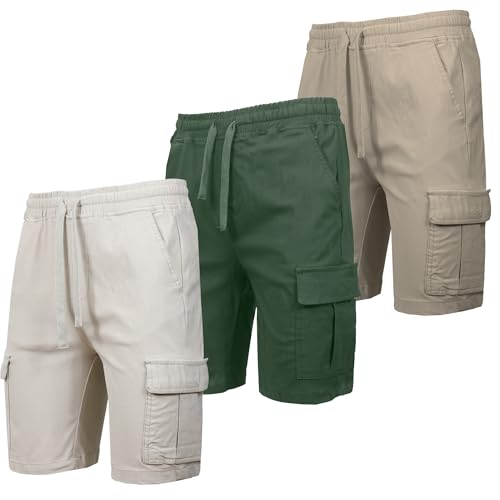 Galaxy by Harvic 3-Pack Men's Stretch Pull-On Cargo Shorts