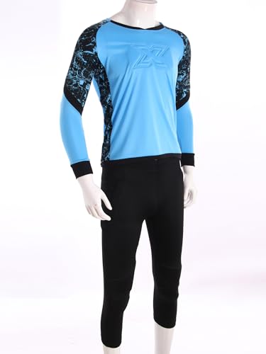 TiaoBug Kids Boys Pcs Football Athletic Tracksuit Long Sleeve Crewneck Goalkeeper Padded Jersey And Pants Trousers Set3