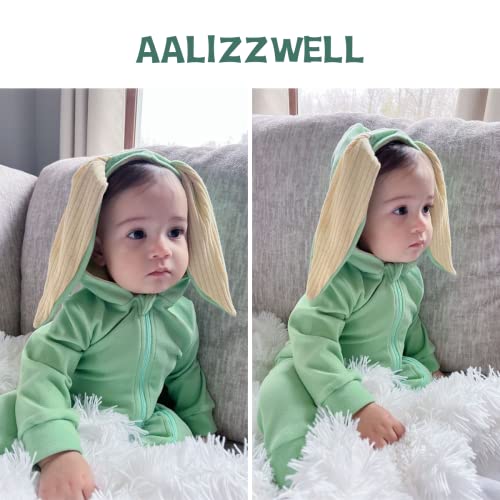 Aalizzwell Preemie Baby Girls Easter Romper Bunny Hoodie Jumpsuit Rabbit Ear Clothing Green #TOP1