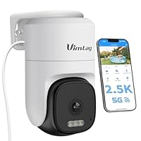 VIMTAG 2.5K Telecamera,5G Wi-Fi Telecamere da Esterno,360&deg;Videocamera con Faro e Allarme,Visione Notturna a Colori,Rilevamento del Movimento Persona,Sirena,Audio a 2 Vie, Funziona con Alexa,SD e cloud