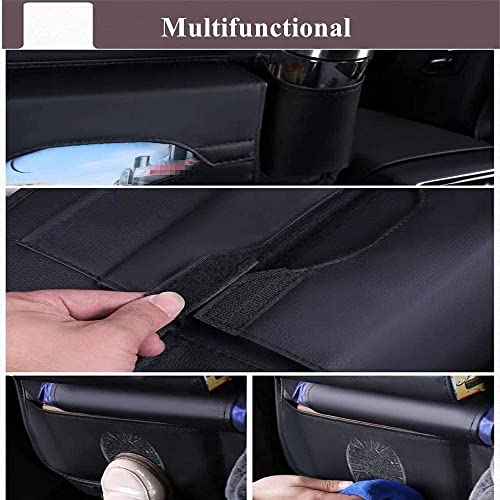 2 Pack Pu Leather Premium Car Seatback Organizer Travel Accessories Car Seat Back Organizer Seat Protector Kick Mats Back Seat Protector And Cup Holder Holder Universal Use Seat Covers Black #TOP3