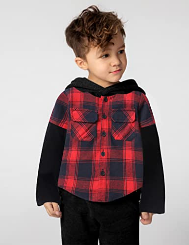 DONWEN Toddler Baby Boy Clothes Plaid Long Sleeve Patchwork Hoodie Top + Pants 2pcs Fall Winter Outfits Set2