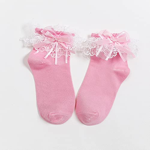 Image of Women Ruffle Socks, Double Layer Lace Butterfly Cute Frilly Girl Princess Cotton Ankle Socks