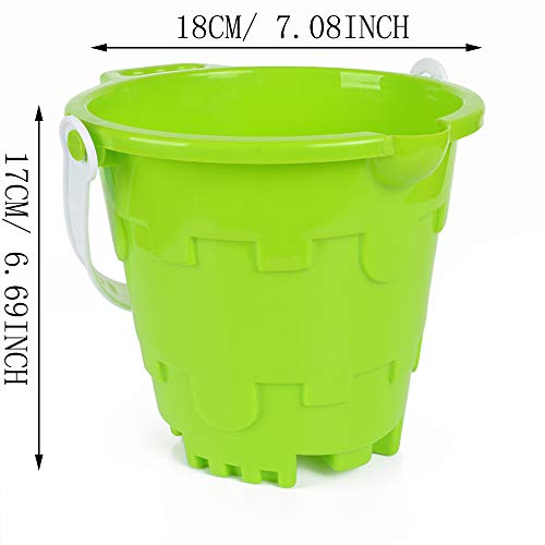 Anzmtosn Jumbo Castle Model Beach Gear 7\" Large Sand Buckets Pails Beach Water Pool Gardening Bath Toy Environmentally ABS Durable Thick Plastic Complete Gift Set Bundle for Kids Boys Girls