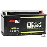 LANGZEIT LiFePO4 170Ah 12V Lithium Batterie DIN L5 H8 mit BMS Solarbatterie Wohnmobil Solar Bootsbatterie Akku ersetzt 100Ah 120Ah 150Ah