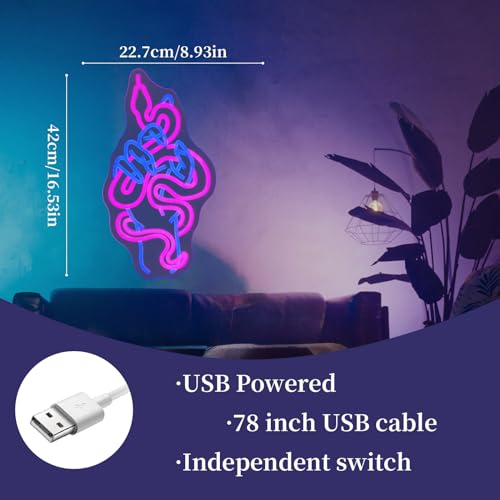 Whfobfe Snake Neon Sign Led Neon Light Bar Decor Neon Signs for Wall Decor Bar Neon Sign USB Powered Led Neon Signs for Man Cave Room Decoration - Thumbnail 7