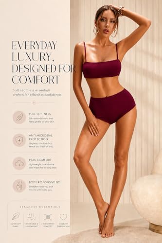 Image of Womens High Coverage Super Soft Elastane Stretch Mid Waist Boy Shorts Panties