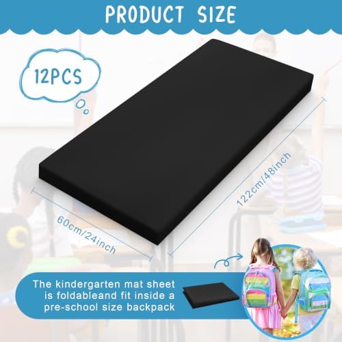VitalCozy 12 Pcs Daycare Cot Sheets for Sleeping, 48 x 24 Inch, Black — 사진 2