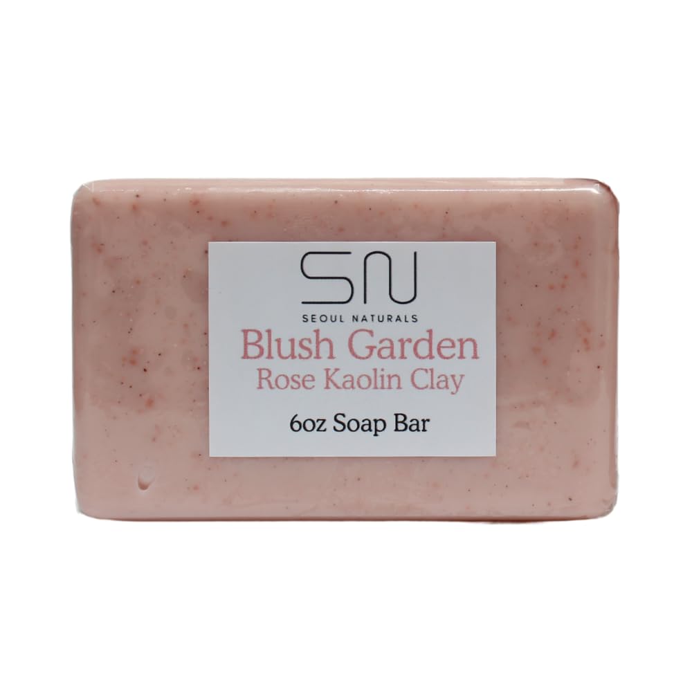 Seoul Naturals Blush Garden Rose Kaolin Clay Soap Bar with Hyaluronic Acid and Collagen for Nourishing Cleansing k