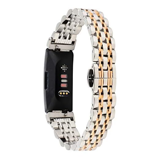 Tencloud-remmar kompatibel med Fitbit Inspire 2 rem, metall rostfritt stål justerbar ersättning business armband band tillbehör för inspirera HR/inspirera 2/inspirera fitness tracker (silverguld)